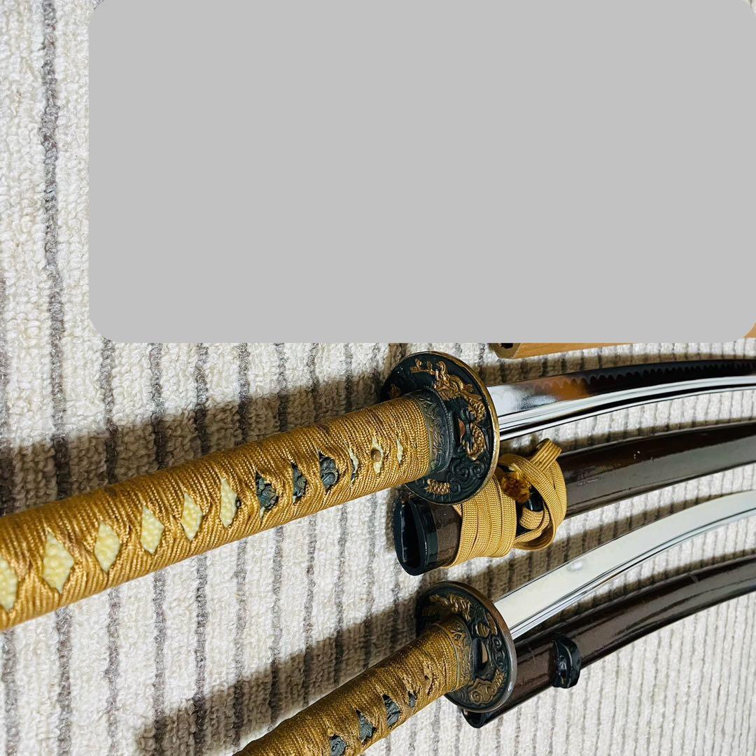 模造刀 日本刀 武具 刀剣 樋入刀身 高級刀 2本セット 太刀 脇差 (C02)