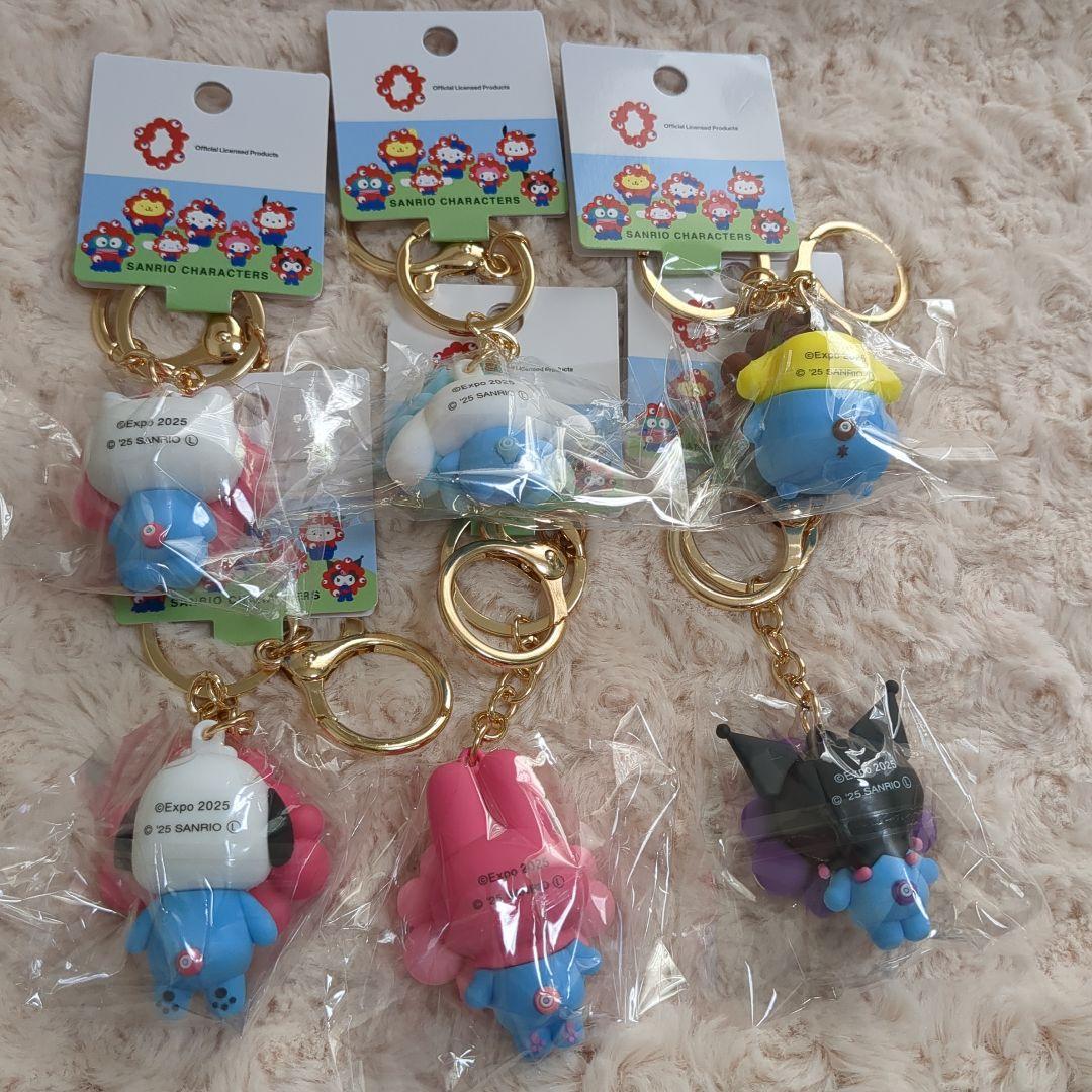 EXPO2025　ミャクミャクサンリオコラボ立体キーホルダーパステル6体　新品
