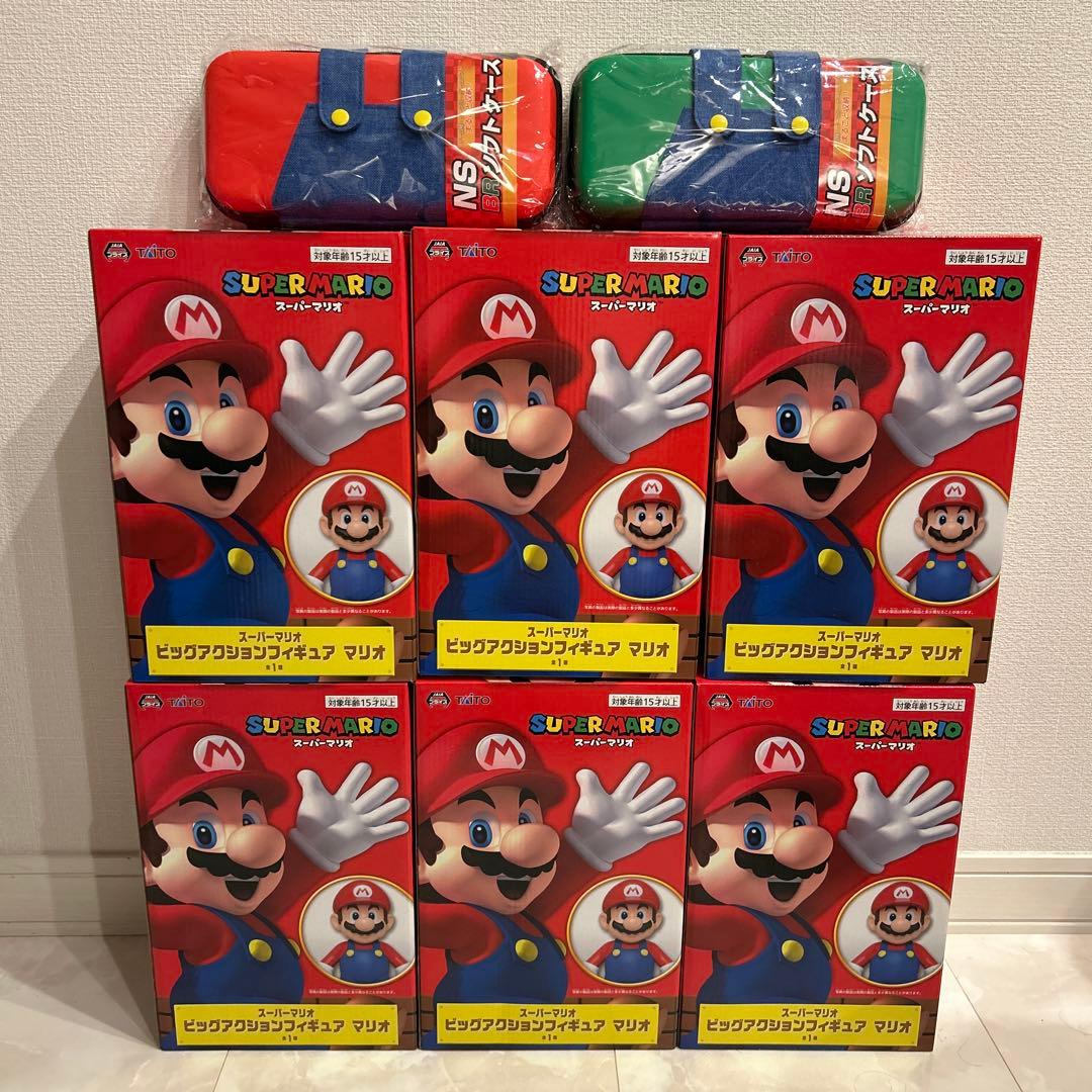 スーパーマリオ　ビッグアクションフィギュア　6体　NS BR ソフトケース　2個