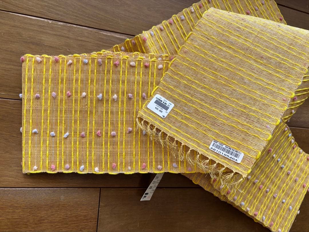 新品 半幅帯 誉田屋源兵衛 未使用 竺仙さんの浴衣にあわせたら素敵 黄色 芭蕉糸