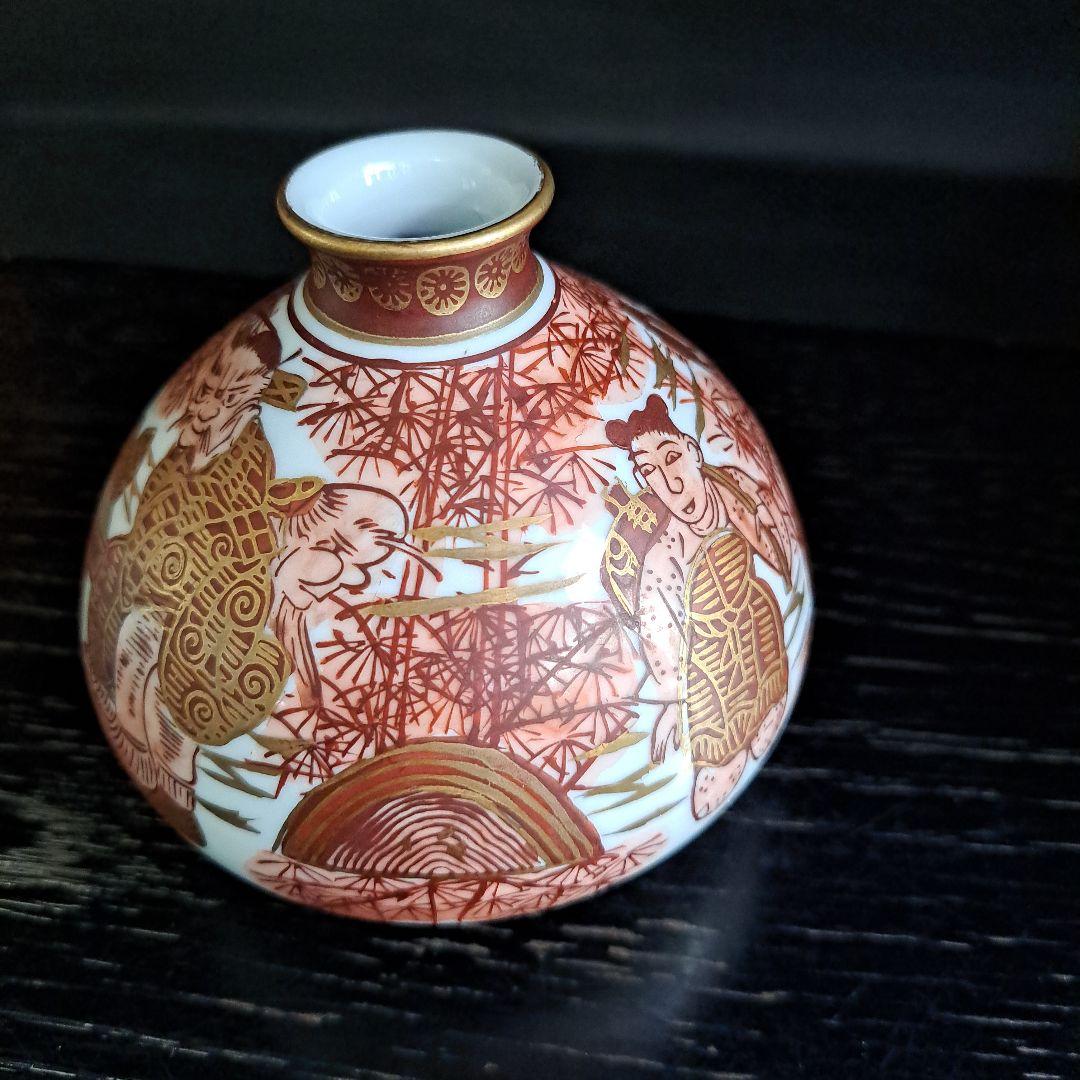 江戸中期　油壺　幻の湖東焼　赤絵金彩人物図　極上