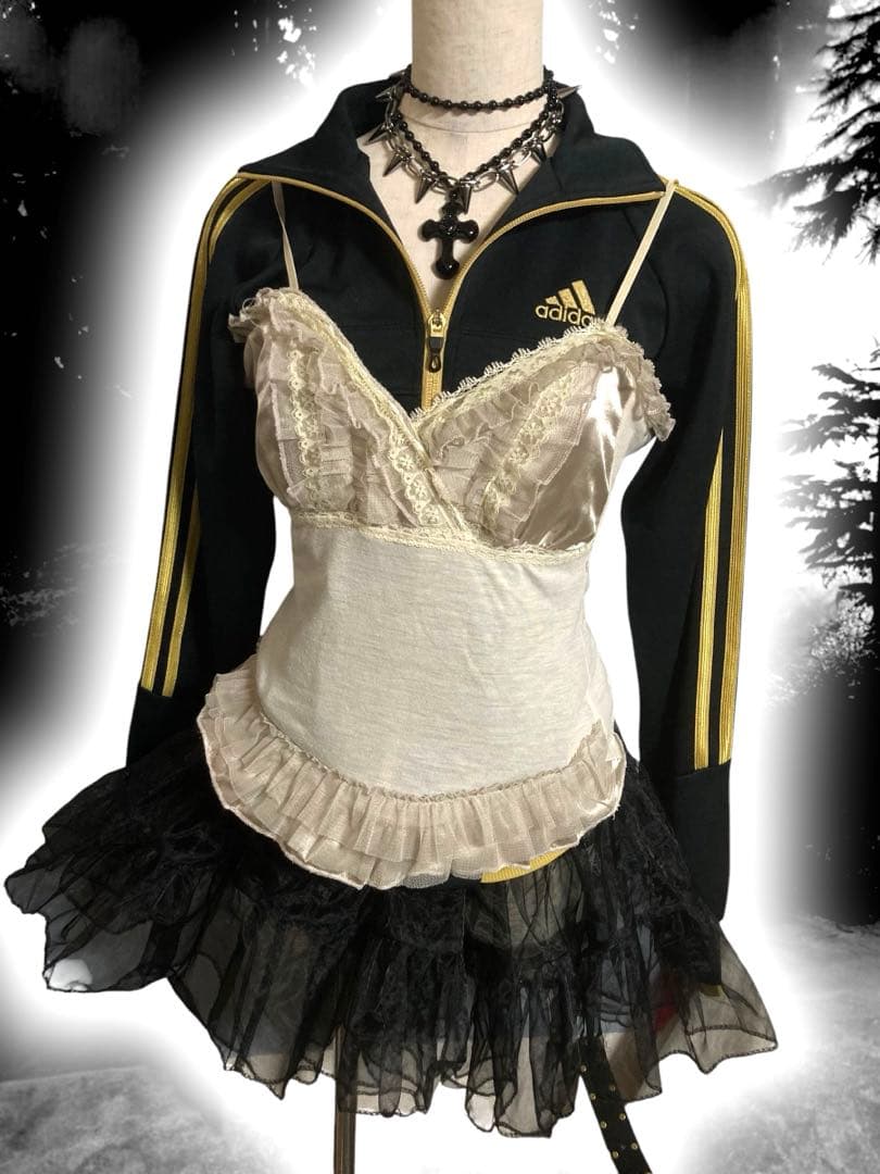 レア白ふりふり姫ギャルy2kフェアリーグランジロック古着屋ゴシックレースフリル