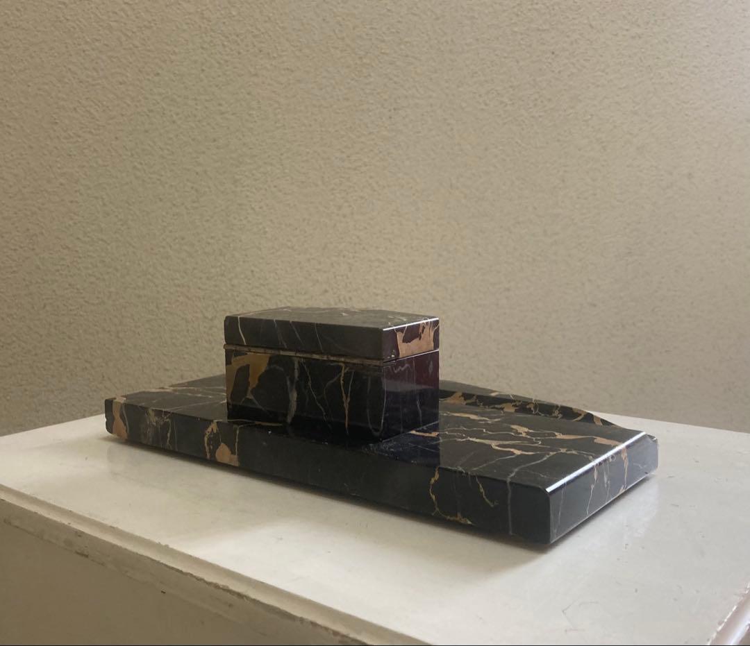 値下げ　フランス　アンティーク　ネロポルトロ　大理石　ペン置き　インク　イタリア