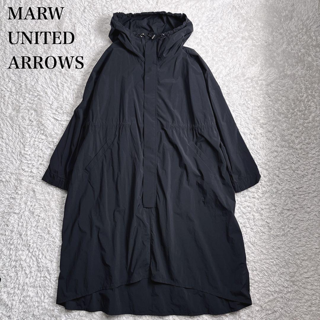 MARW UNITED ARROWS ナイロン モッズコート 黒 ロング丈 38