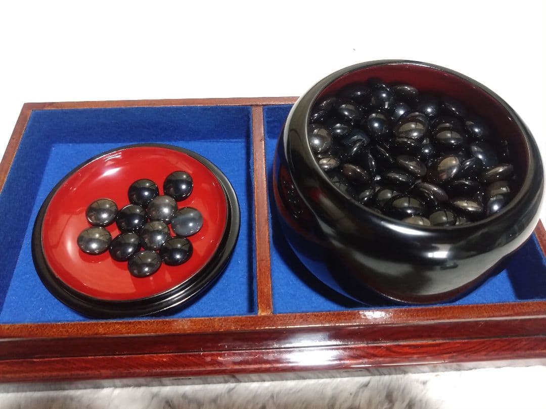 【希少極上】高級瑪瑙　碁石　未使用品/特注漆塗り碁笥/欅碁笥ケース付