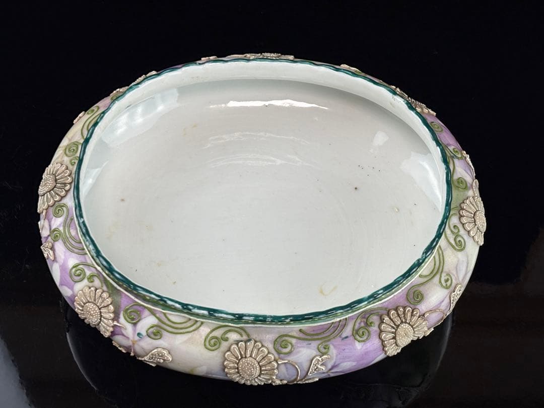 明治時期 オールドノリタケ 盛り上げ花紋 香炉 R7112335