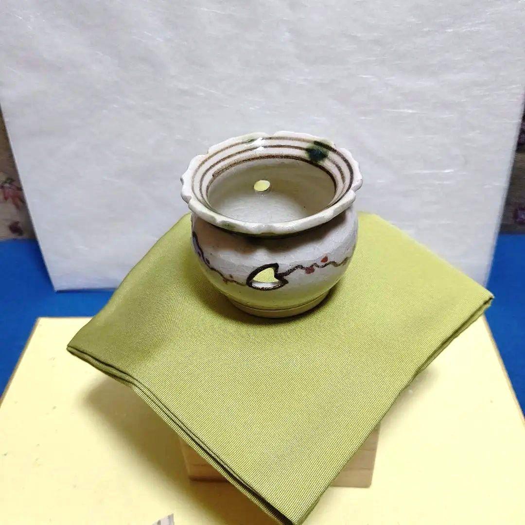 茶道具、蓋置、弥七田織部、加藤光右衛門作、はな3番