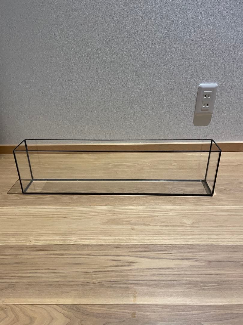 【希少】未使用)ガラス花瓶フラット水槽　横幅60.5cm縦9cm高さ15.5cm