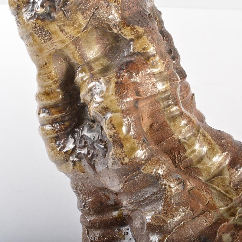 伊賀焼　古伊賀　江戸末期　変形花入　加藤卓男識箱　M　R6357B