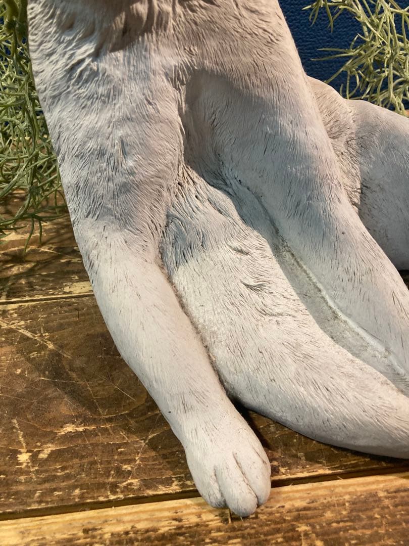 猫　白猫　アンティーク調　ガーデン雑貨　ガーデニング雑貨アンティーク　オブジェ