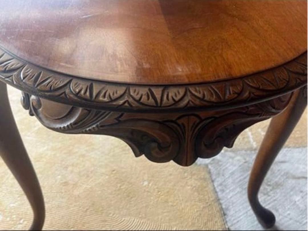 【匿名配送】猫足 楕円形★センターテーブル★彫 テーブル★アンティーク