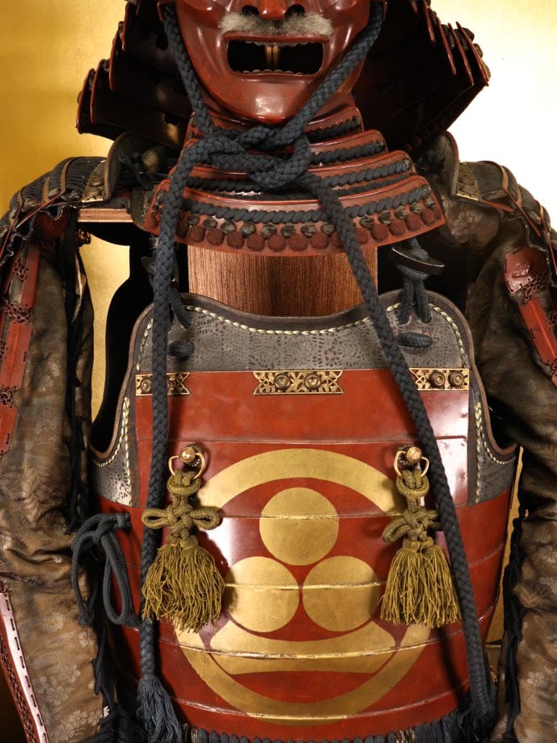 BY03　甲冑　丸に渡辺星紋　鹿角脇立　三日月前立　鎧櫃付　等身大　兜　武具