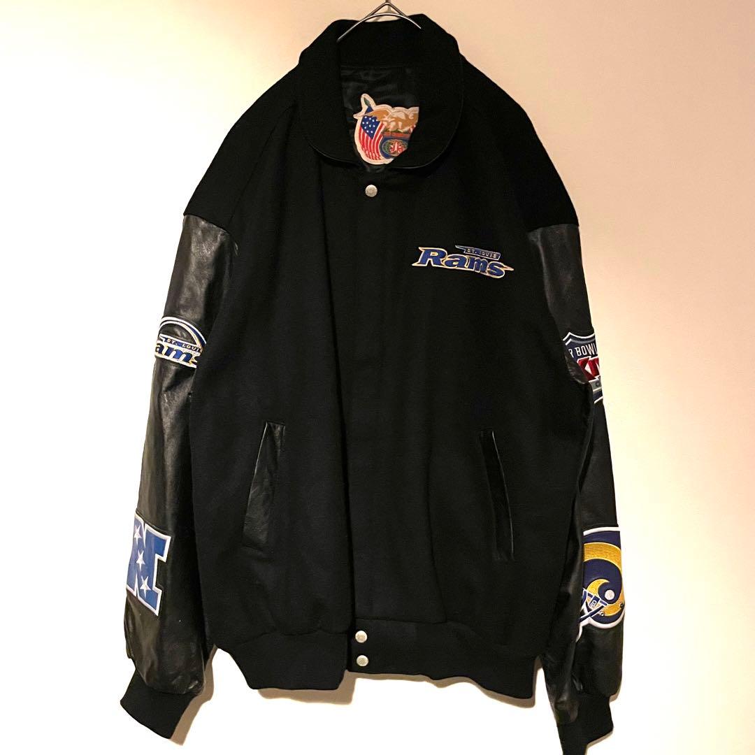 ゲームブルゾン 2XL アメフト 背面ビッグ刺繍 ワッペン アーム切替 ウール