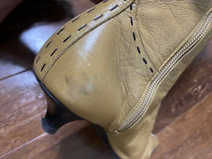 sub5　エルメス　ロングブーツ　本革　ベージュ　ステッチ