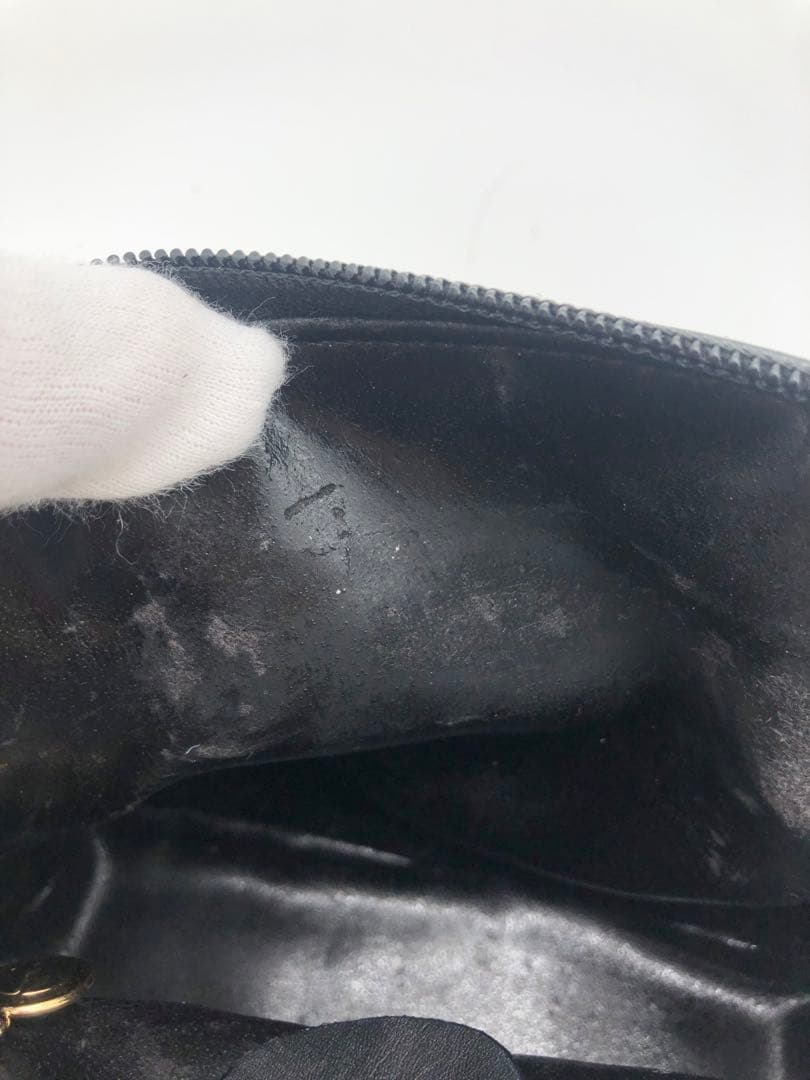 【訳あり】GUCCIグッチブラックハンドバッグ バンブーハンドル付き