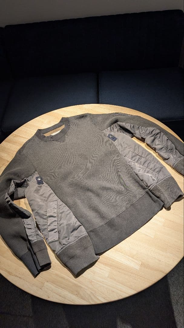 【サイズ3】Sacai NylonTwill スウェットシャツ グレー