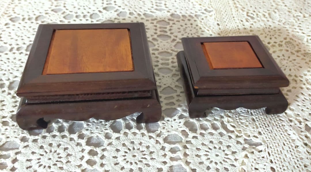 セール✨高級唐木　鉄刀木　花梨木　ミニ花台　2点セット　未使用保管品