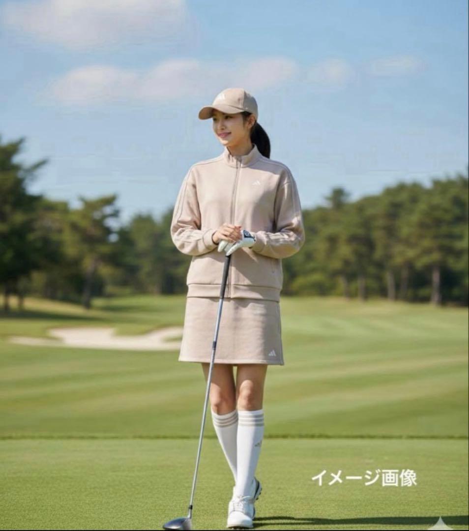 新品アディダスゴルフ セットアップ ジャケット＆スカート Lサイズくすみピンク