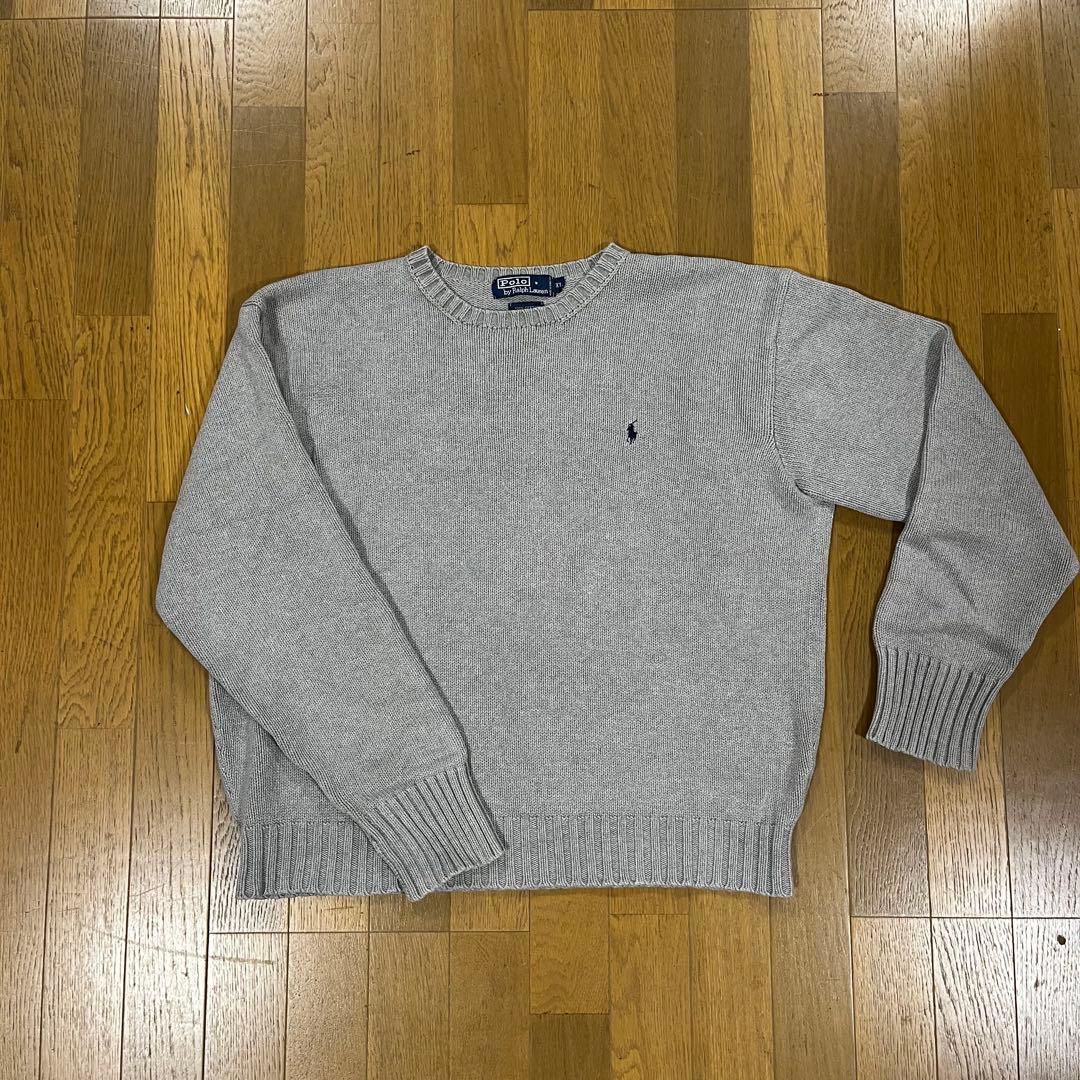 【期間限定】美品　ポロ　ラルフローレン コットンニット セーター グレー XL