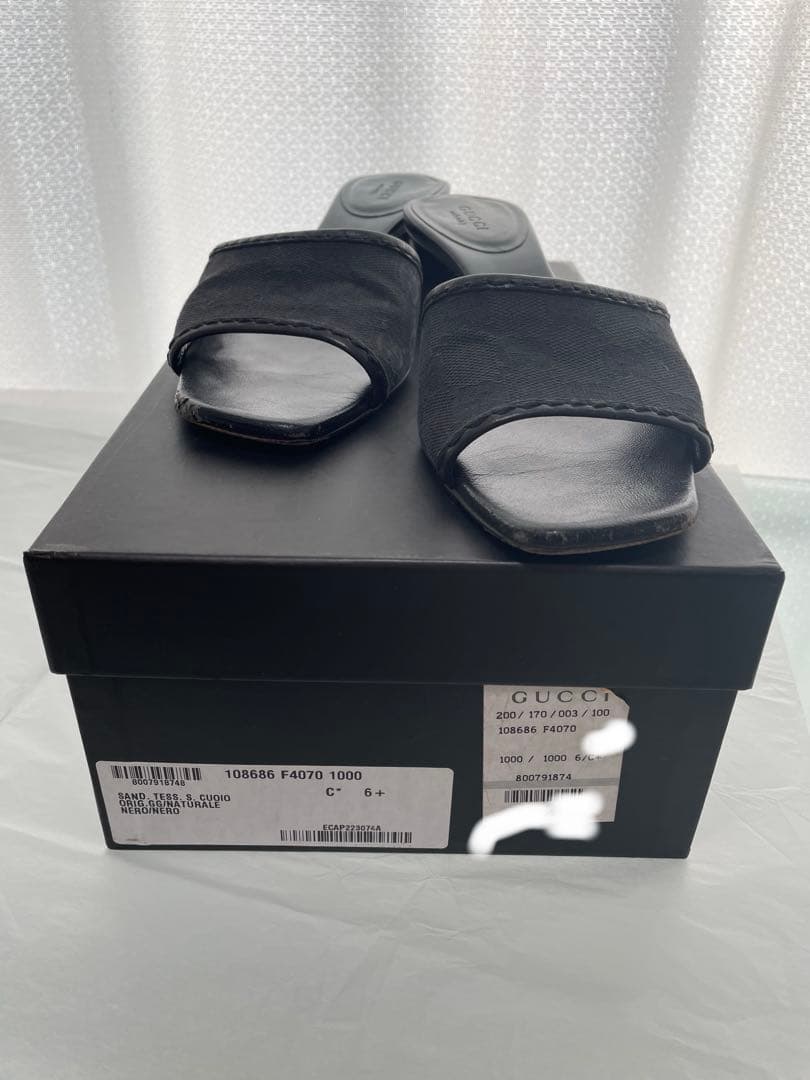 GUCCI グッチ　ミュール　GG柄　ブラック　サンダル　箱袋付き