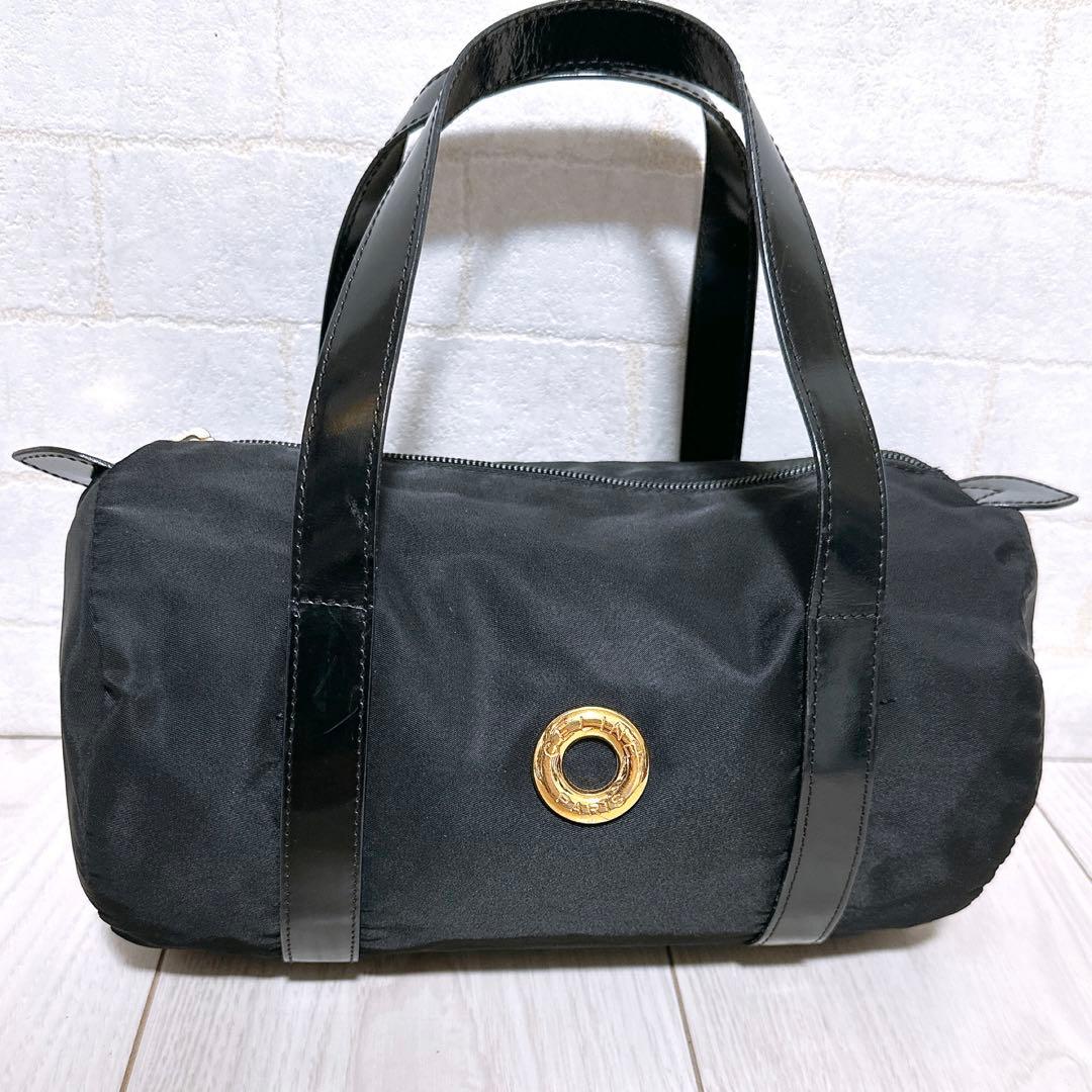 《美品》CELINE(セリーヌ)ハンドバッグ　ナイロン　サークルロゴ