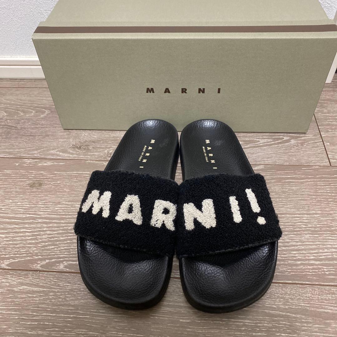 MARNI ロゴ入り ブラック サンダル 37