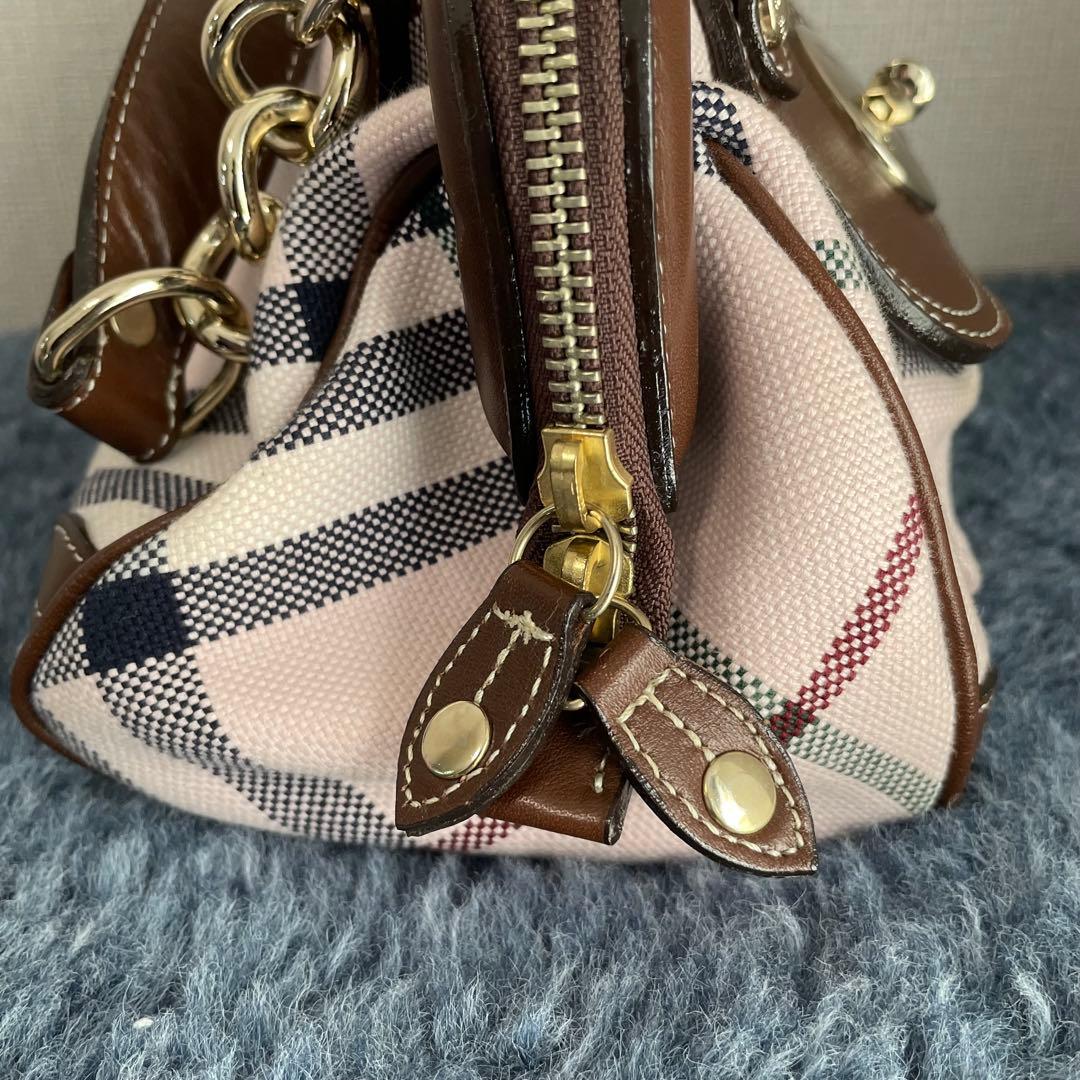 美品 希少 BURBERRY ハンドバック ピンク バーバリーチェック チェーン