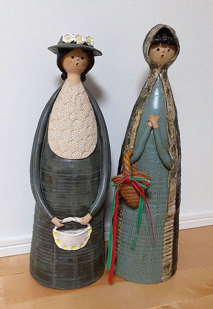 ポタリーメルヘン 　陶器製少女　手作り 2体セット