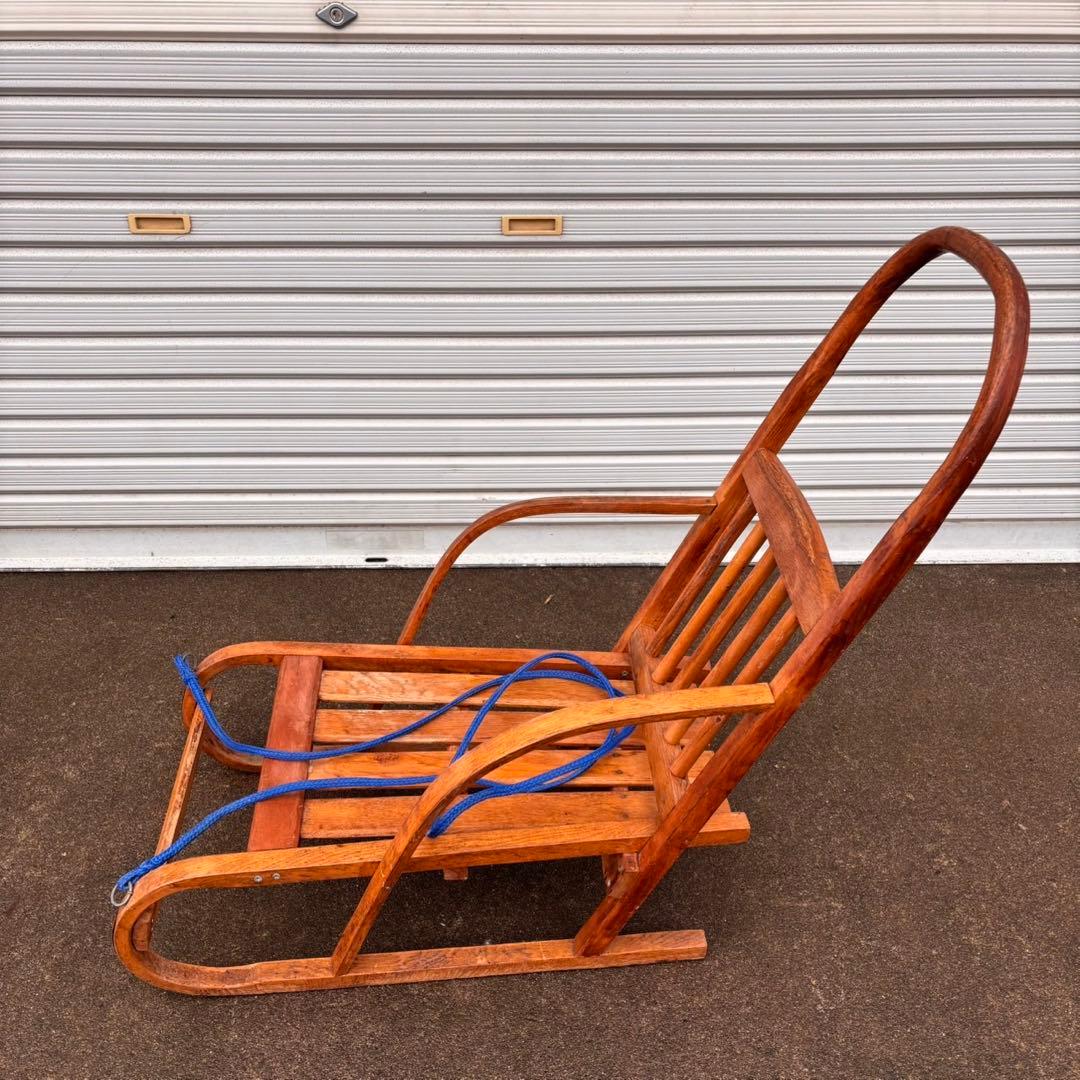 【送料込】昭和レトロ　手押しソリ　木製　そり　アンティーク　インテリア