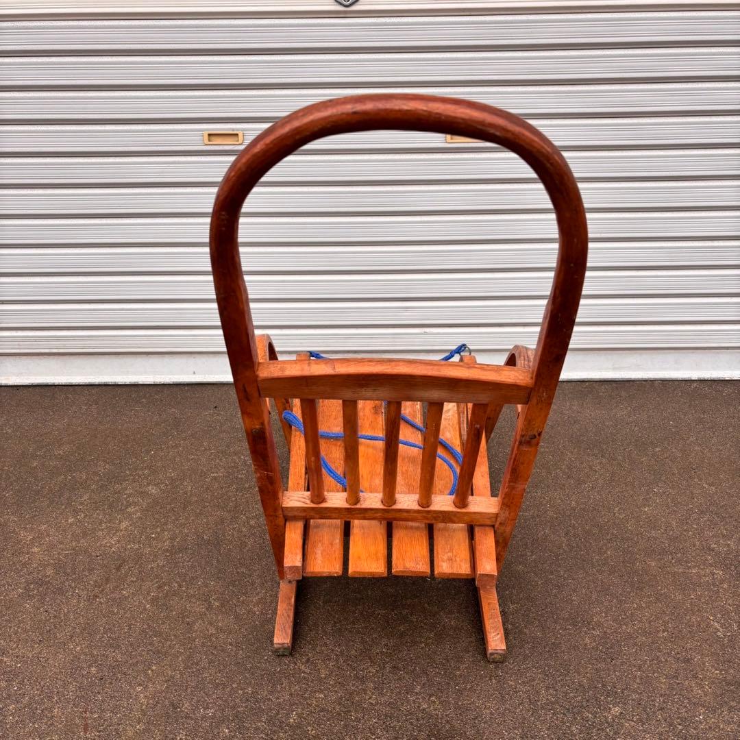 【送料込】昭和レトロ　手押しソリ　木製　そり　アンティーク　インテリア