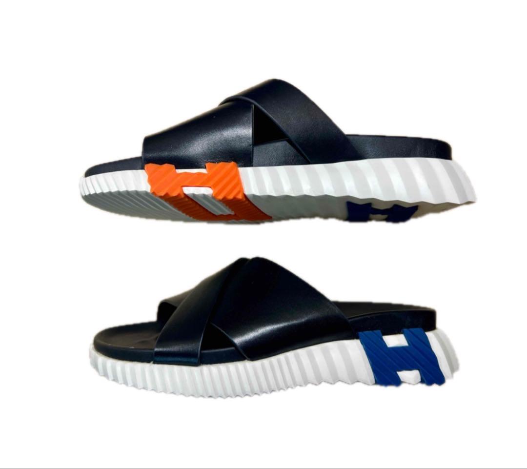 未使用。HERMES サンダル ブラック　インフラ