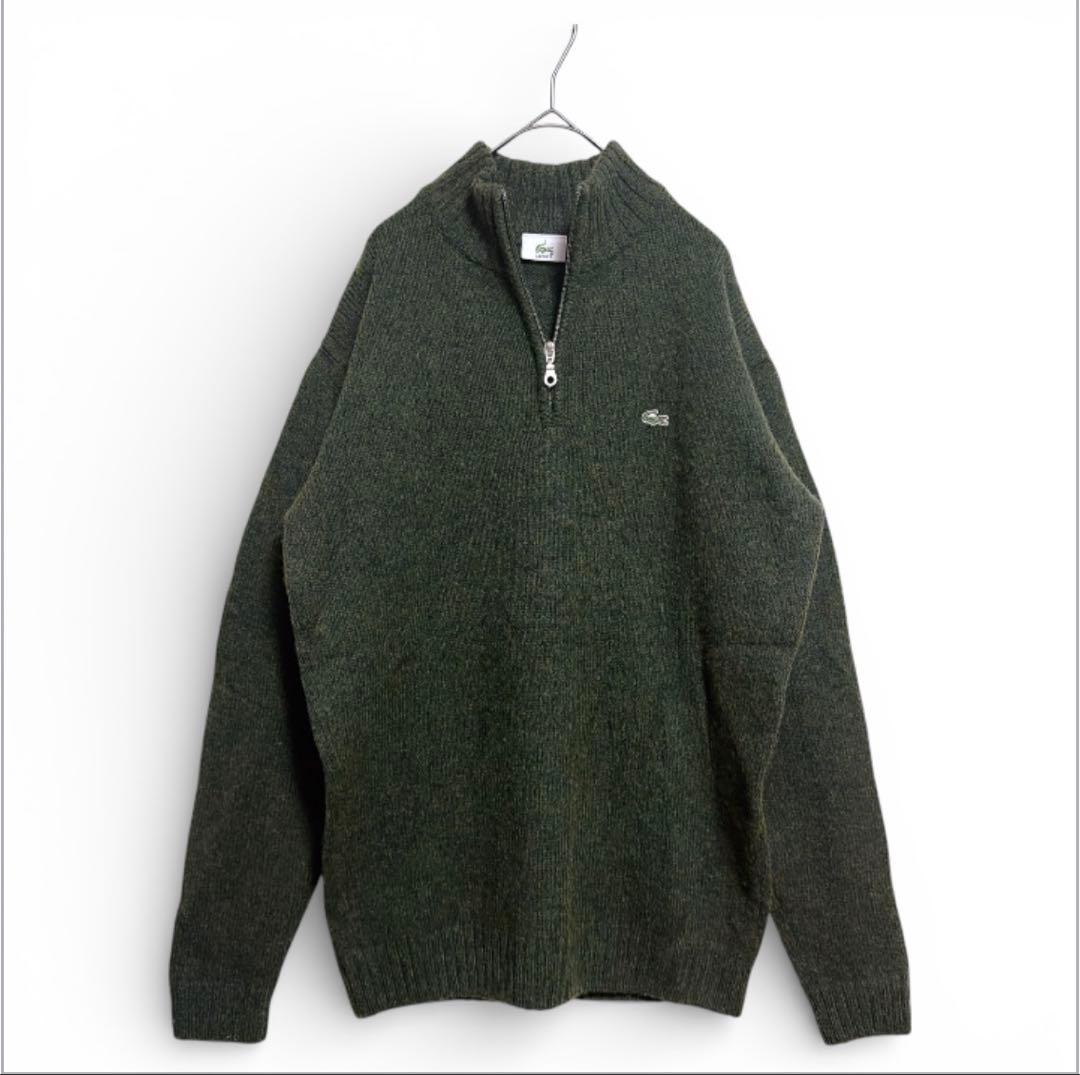 【LACOSTE ラコステ】ウール ハーフジップ ニット モスグリーン 日本製