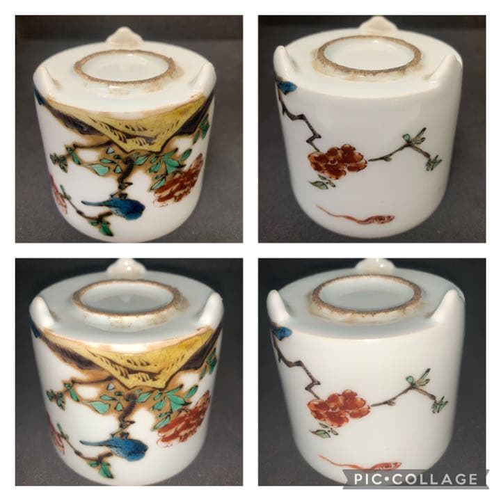 名品　時代　色絵磁器　江戸初期　古九谷　色絵　花鳥香炉　香炉　古伊万里焼