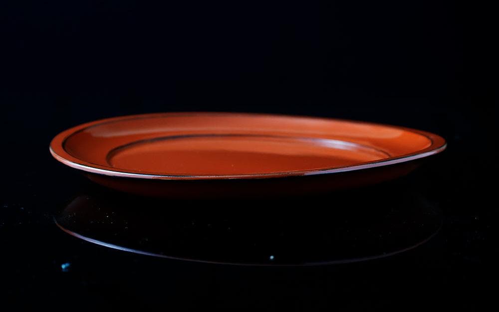 時代年代物 根来塗 丸盆 直径約25cm 時代箱 藍染 根来盆 煎茶盆 木製漆器