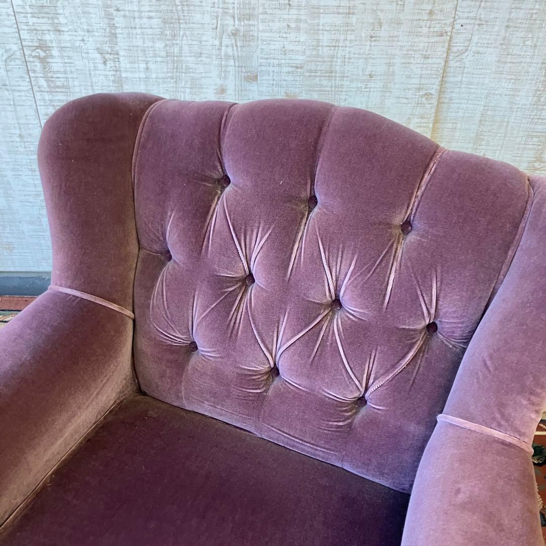 昭和レトロ マルニ木工 ベロアソファ 一人掛けソファー アームチェア クラシック