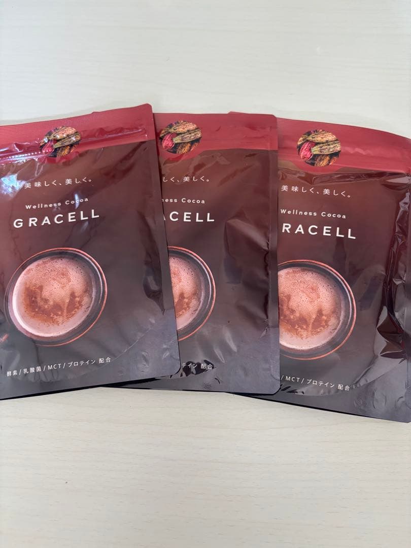 新品、未開封】GRACELL ウェルネスココア　グレイセル　100g ココア3袋