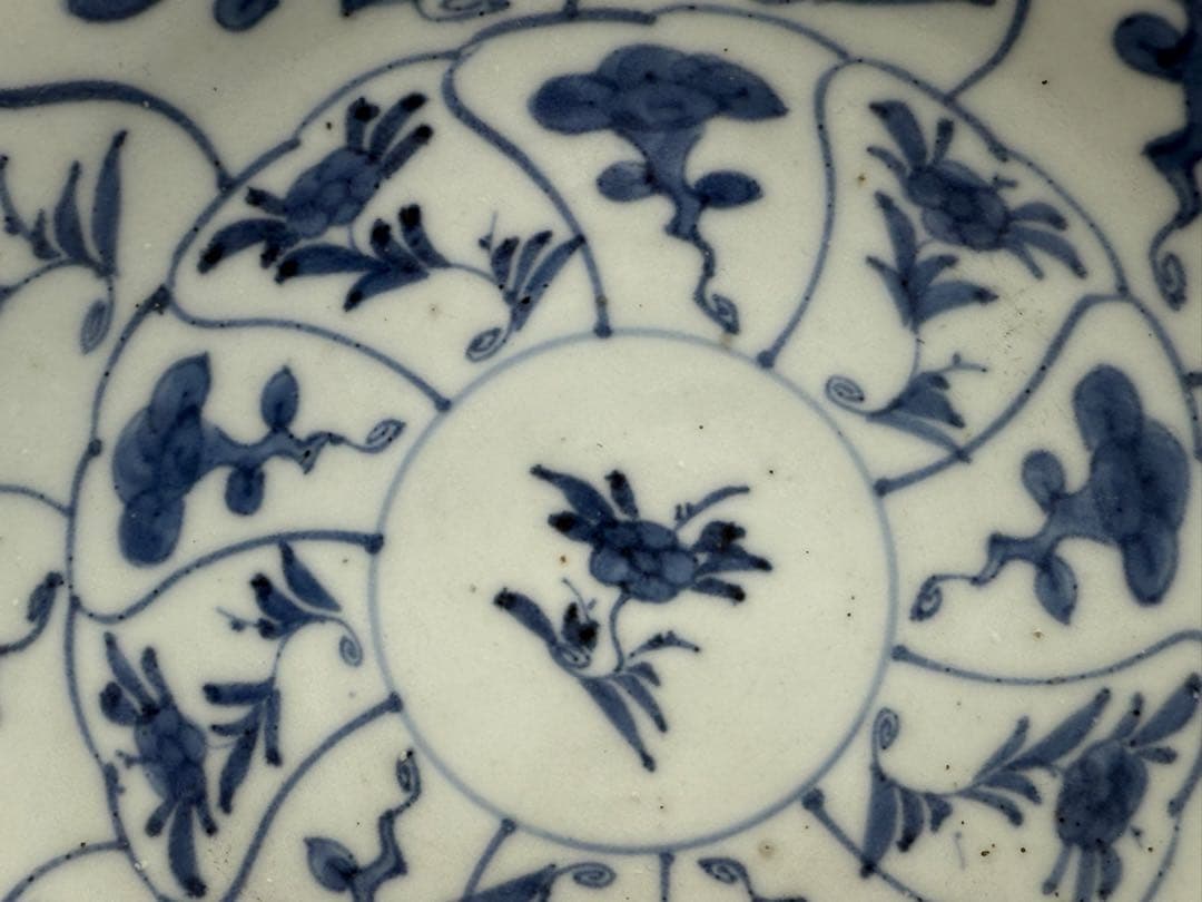 中国　清時代　染付　花卉紋皿　新渡　送料込み251020
