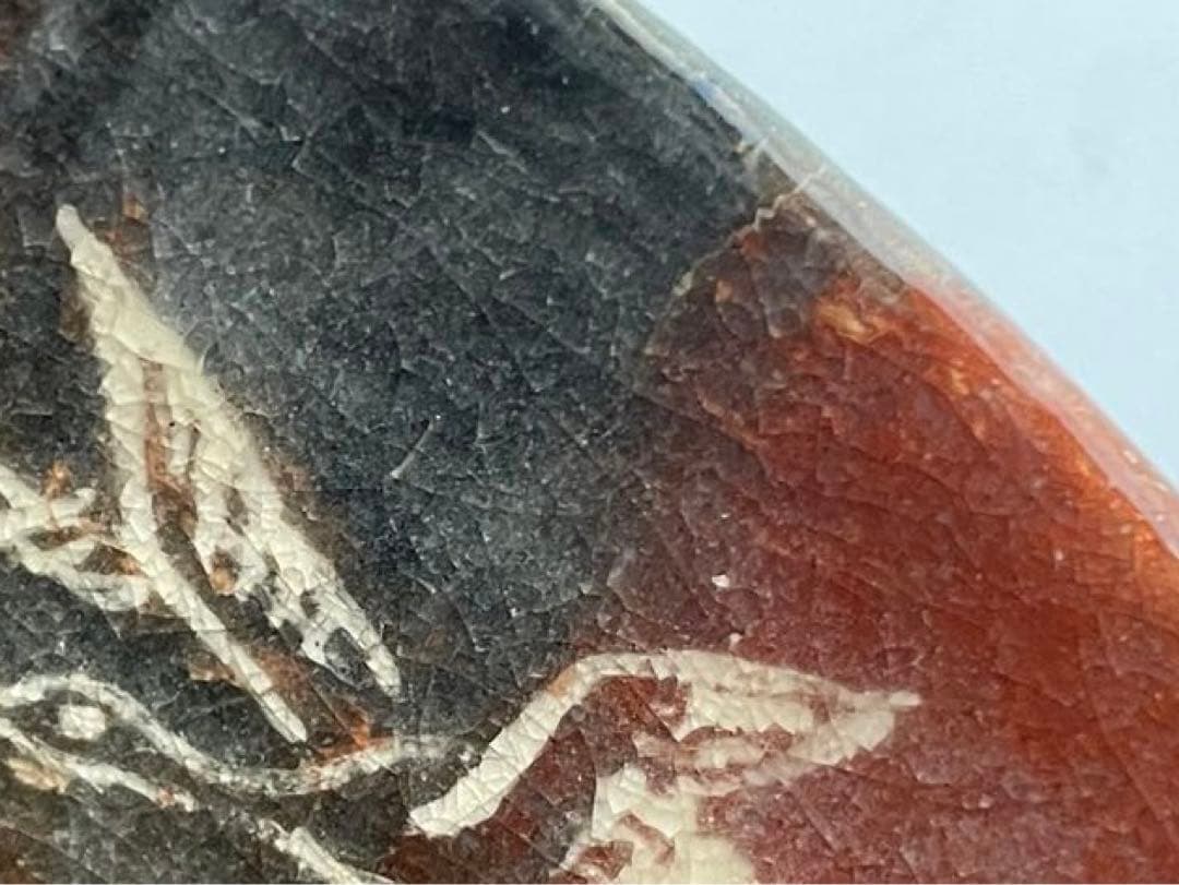 陶芸家　十二代　樂吉左衛門　弘入　鶴之画　赤筒茶碗　十五代識箱　共箱　赤楽茶碗