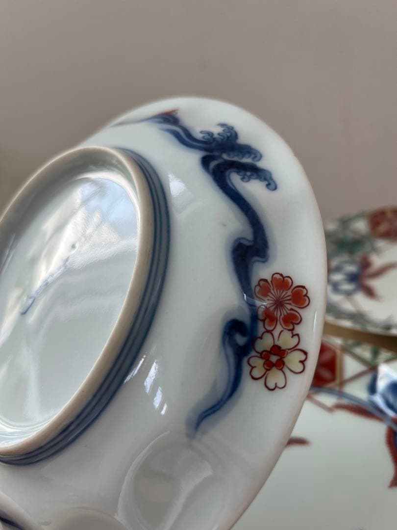 人間国宝　十三代　今泉今右衛門　皿三枚　錦桐絵