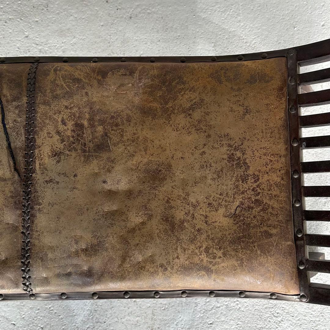 ★カルティニベンチ★ 鉄鋲 本革座面×ウッドフレーム ミッドセンチュリー