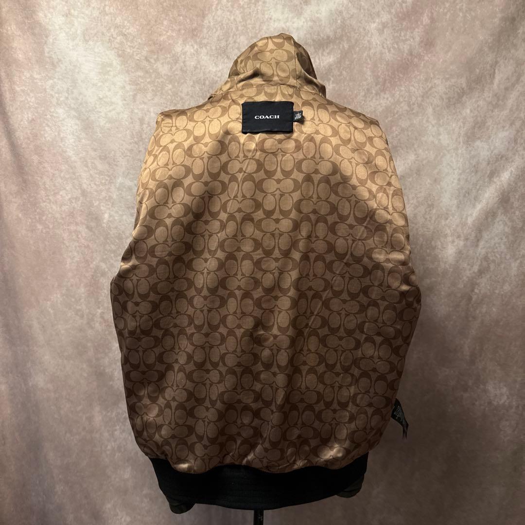 COACH レザーパーカー ラムレザー L フード付き ジップアップ ブラック