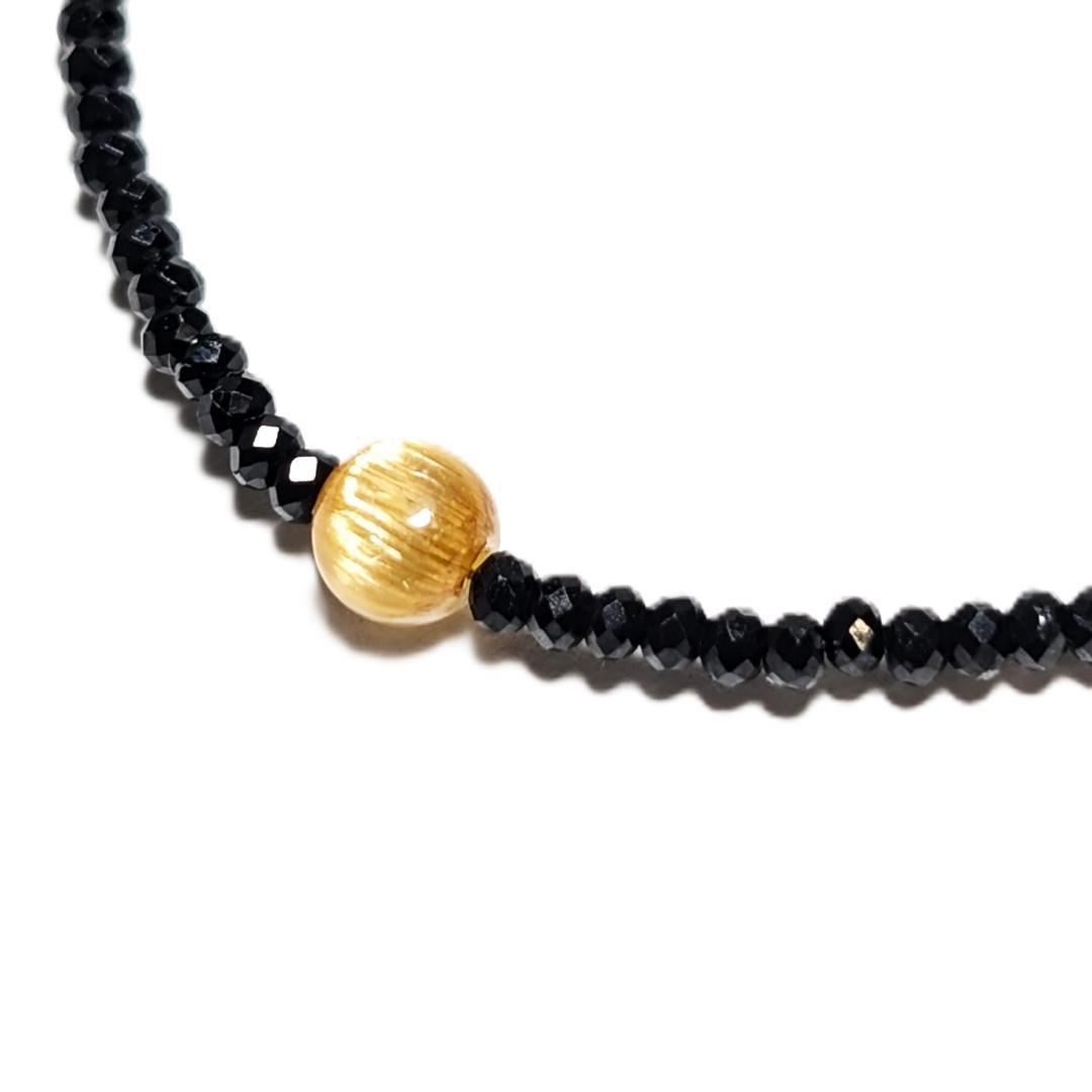 K18ゴールド タイチンルチル ブラックスピネル ネックレス プレゼント ギフト