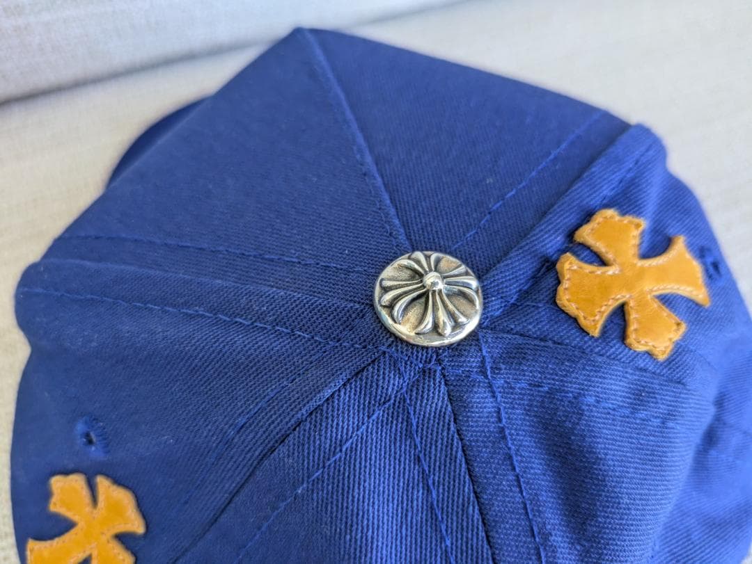 クロムハーツ クロスパッチ キャップ ブルー イエロー CHロゴ