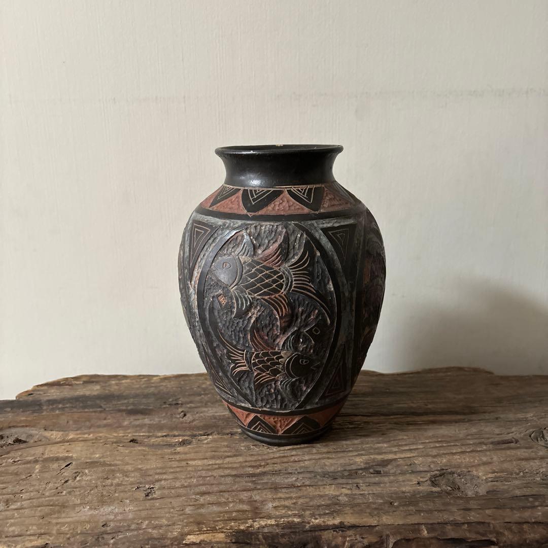 琉球　古典焼　小壺　⑤壺屋焼　やちむん　古民芸　アンティーク　骨董　検:李朝.