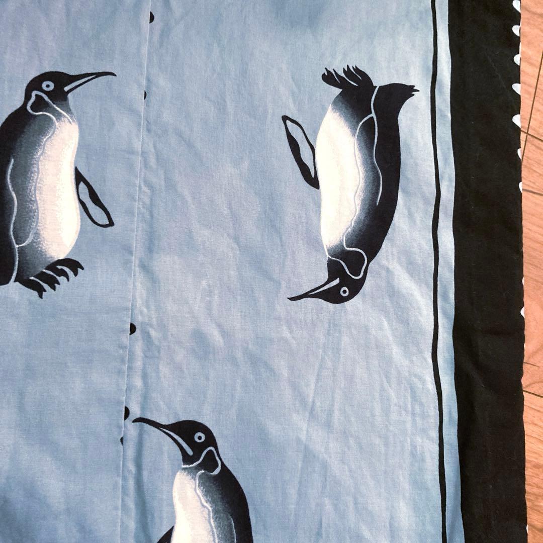 浴衣　ペンギン柄　ブルー