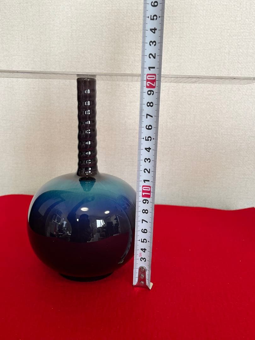 人間国宝 柳雨軒 三代 徳田八十吉  彩釉 花入 管理T187 共箱 陶歴