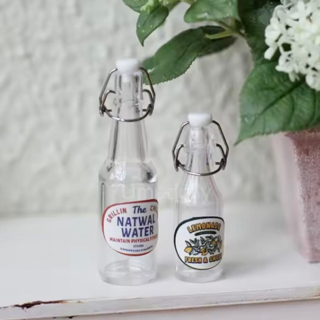 ミニチュア　ボトル2本セット×５色セット　ガラス瓶　ガラスジャー　ドールハウス