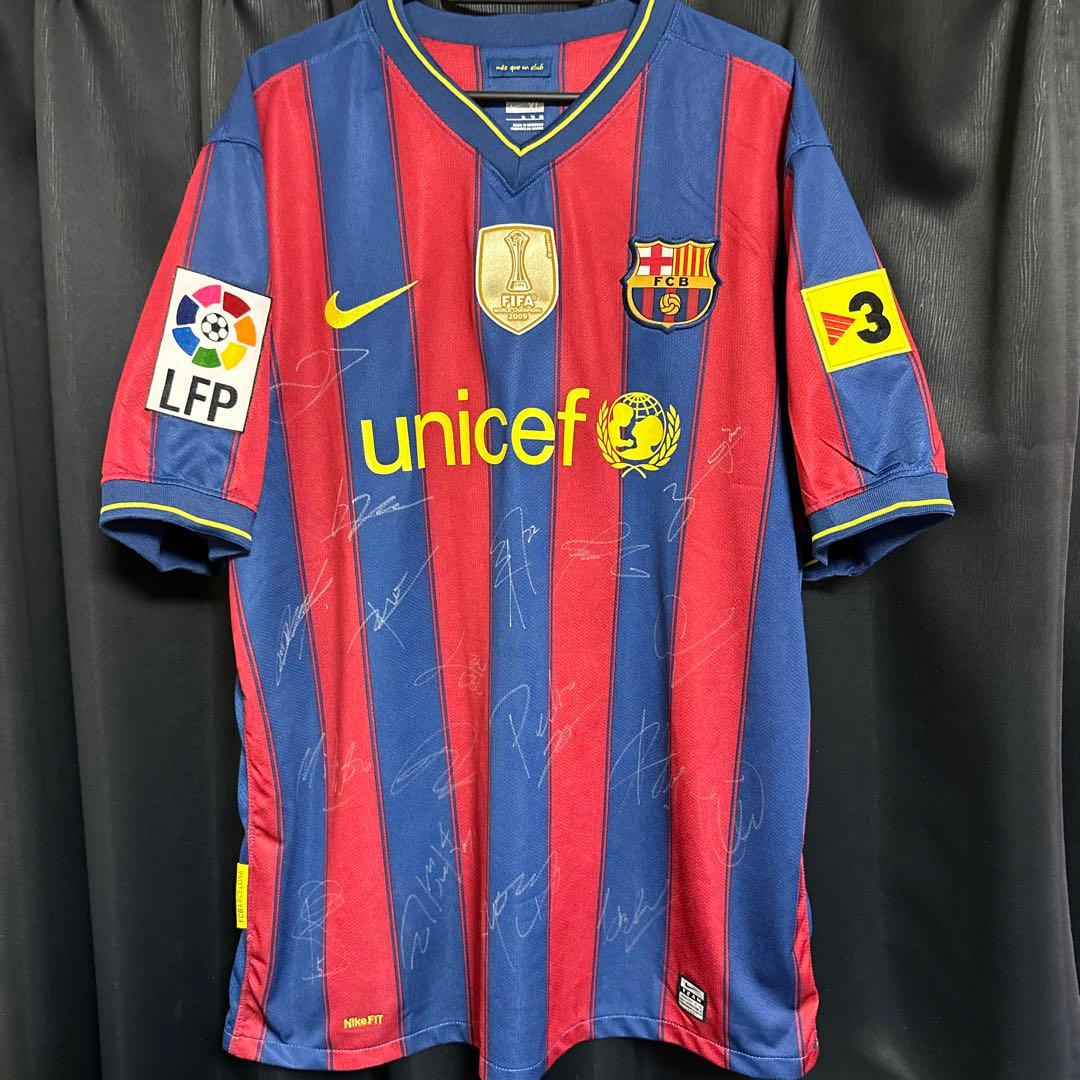 FCバルセロナ　直筆マルチサイン　ユニフォーム　証明書付き　メッシ　イニエスタ