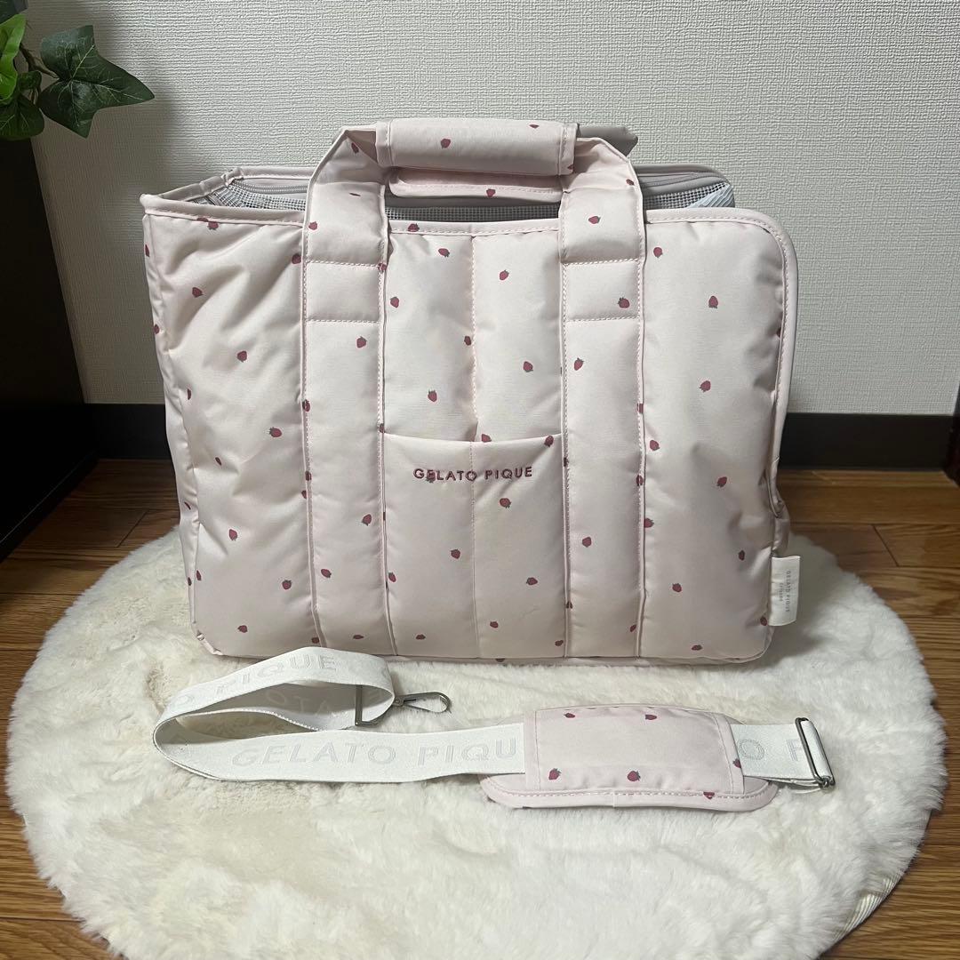 jelato pique ピンク いちご柄 キャリーバッグ ペット用 未使用