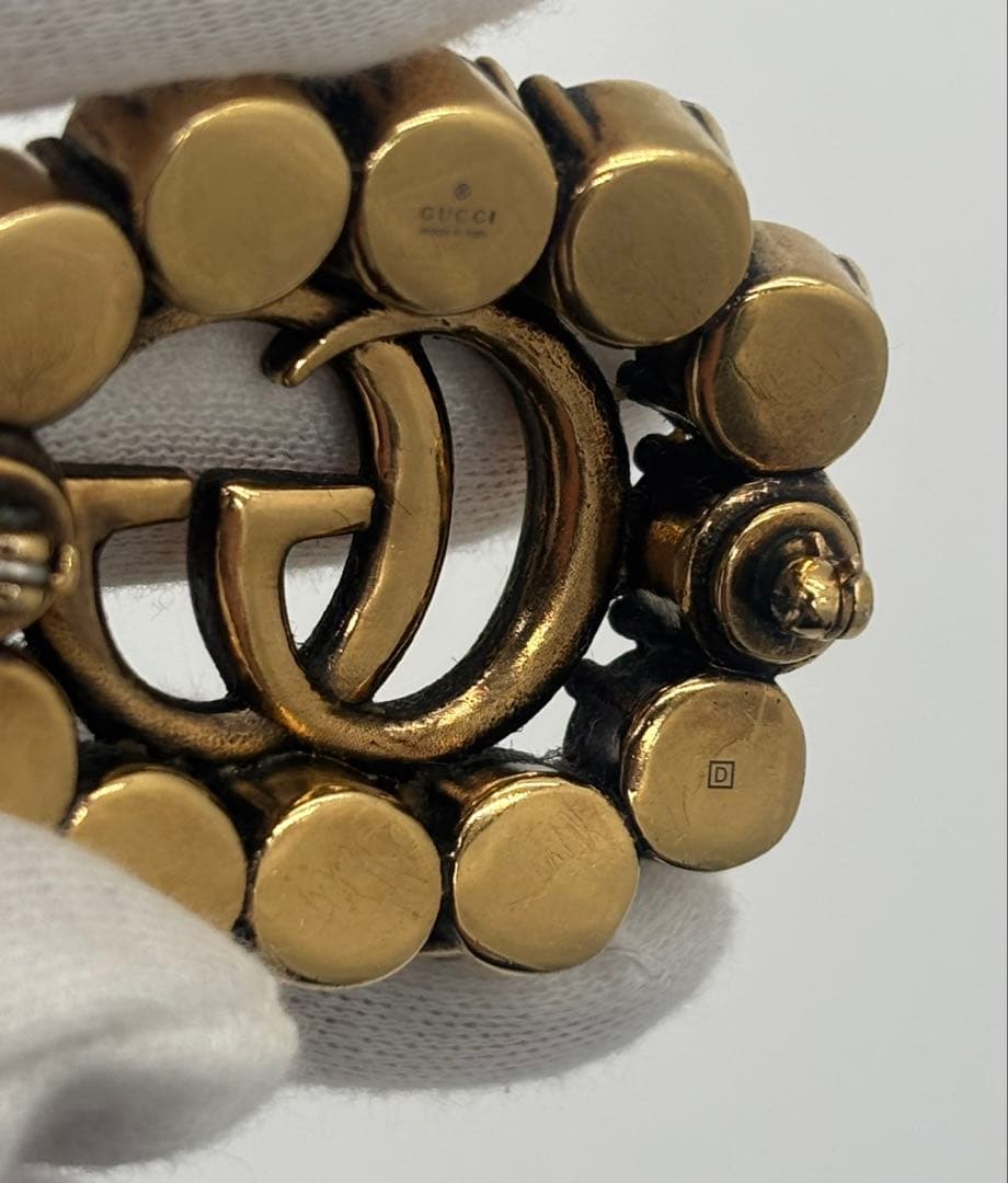 GUCCI グッチ ブローチ ダブルG クリスタル ラインストーン メタル GG